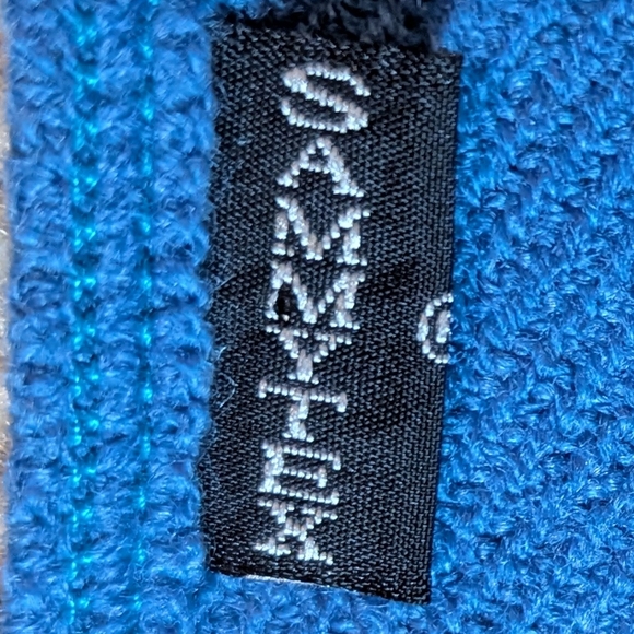 Women's Blue Sweater Shawl Poncho, Tassel Fringe Flower Embroidery Sammytex - Picture 6 of 6